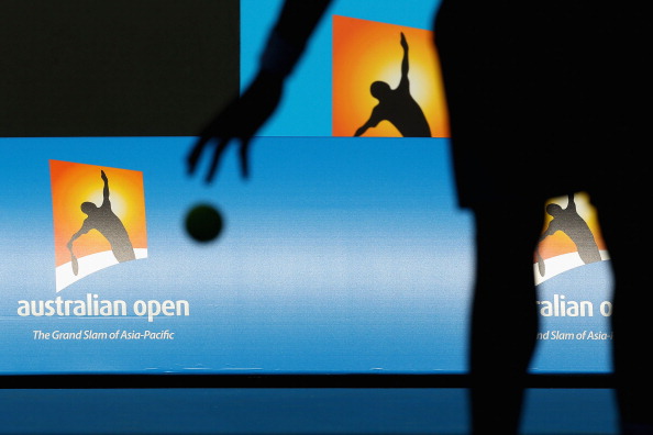 MELBOURNE, AUSTRALIA - JANUARY 17:  The Australian Open logo is seen during the second round match between Gael Monfils of France and Yen-Hsun Lu of Chinese Taipei during day four of the 2013 Australian Open at Melbourne Park on January 17, 2013 in Melbourne, Australia.  (Photo by Scott Barbour/Getty Images)