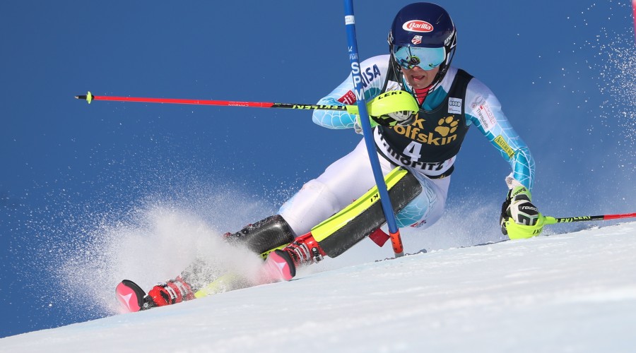 SANKT MORITZ,SWITZERLAND,19.MAR.16 - ALPINE SKIING - FIS World Cup Final, slalom, ladies. Image shows Mikaela Shiffrin (USA). Picture shot with a Canon EOS-1D X Mark II sample. Photo: GEPA pictures/ Christian Walgram