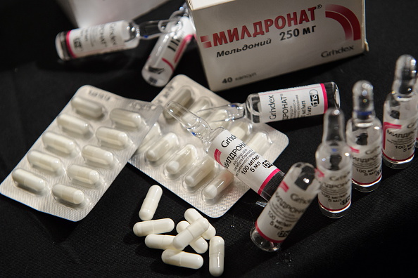 YEKATERINBURG, RUSSIA. MARCH 9, 2016. Meldonium for sale under the trademark Mildronat. The drug, manufactured by Grindeks, is used in heart disease therapy. Meldonium was added to the World Anti-Doping Agency's banned list on January 1, 2016. Russian tennis player Maria Sharapova admitted to testing positive to Meldonium during the 2016 Australian Open. Donat Sorokin/TASS (Photo by Donat SorokinTASS via Getty Images)