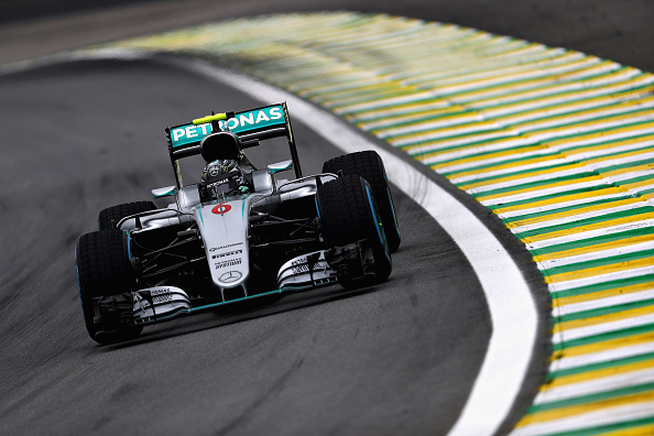 SAO PAULO, BRAZIL - NOVEMBER 12:  Nico Rosberg of Germany driving the (6) Mercedes AMG Petronas F1 Team Mercedes F1 WO7 Mercedes PU106C Hybrid turbo on track during final practice for the Formula One Grand Prix of Brazil at Autodromo Jose Carlos Pace on November 12, 2016 in Sao Paulo, Brazil.  (Photo by Clive Mason/Getty Images)