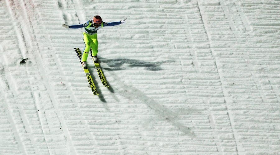 OBERSTDORF,GERMANY,04.FEB.17 - NORDIC SKIING, SKI JUMPING, SKI FLYING - FIS World Cup, men. Image shows Stefan Kraft (AUT). Photo: GEPA pictures/ Thomas Bachun