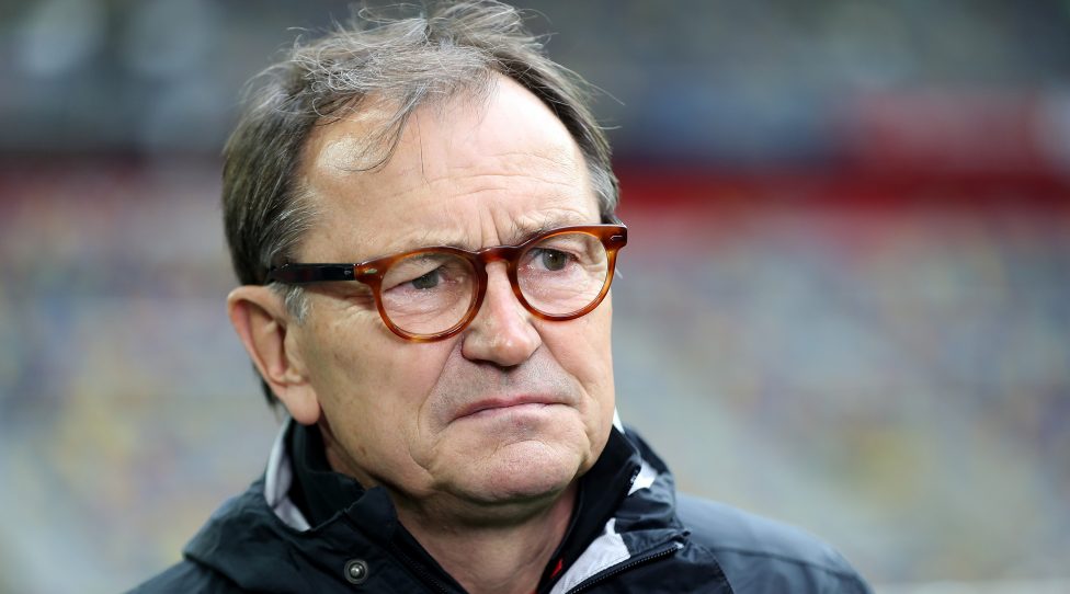 DUESSELDORF, GERMANY - APRIL 21: Ewald Lienen, head coach of St.Pauli looks on before the Second Bundesliga match between Fortuna Duesseldorf and FC St. Pauli at Esprit-Arena on April 21, 2017 in Duesseldorf, Germany.  (Photo by Maja Hitij/Bongarts/Getty Images)