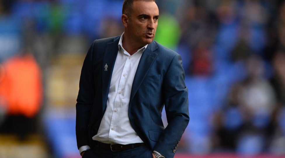BOLTON, ENGLAND - OCTOBER 14: Carlos Carvalhal manager of Sheffield Wednesday looks on during the Sky Bet Championship match between Bolton Wanderers and Sheffield Wednesday at Macron Stadium on October 14, 2017 in Bolton, England. (Photo by Nathan Stirk/Getty Images)