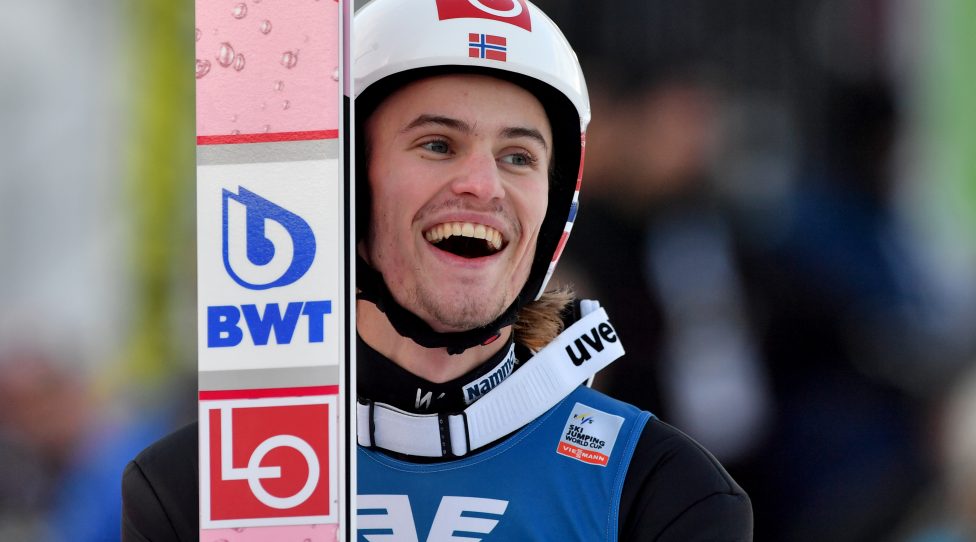 BAD MITTERNDORF,AUSTRIA,13.JAN.18 - NORDIC SKIING, SKI JUMPING, SKI FLYING - FIS World Cup, Kulm, men. Image shows the rejoicing of Daniel Andre Tande (NOR). Photo: GEPA pictures/ Florian Ertl