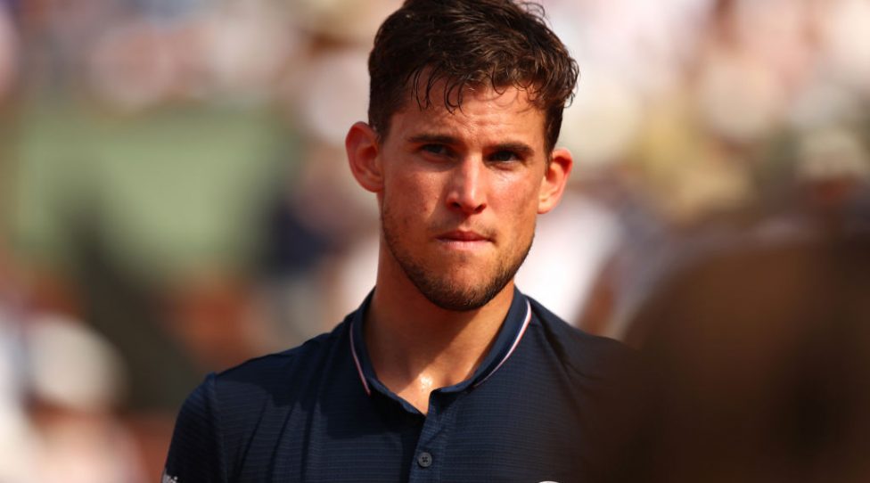 PARIS, FRANCE - JUNE 10:  Dominic Thiem of Austria looks on during the mens singles final against Rafael Nadal of Spain during day fifteen of the 2018 French Open at Roland Garros on June 10, 2018 in Paris, France.  (Photo by Clive Brunskill/Getty Images)