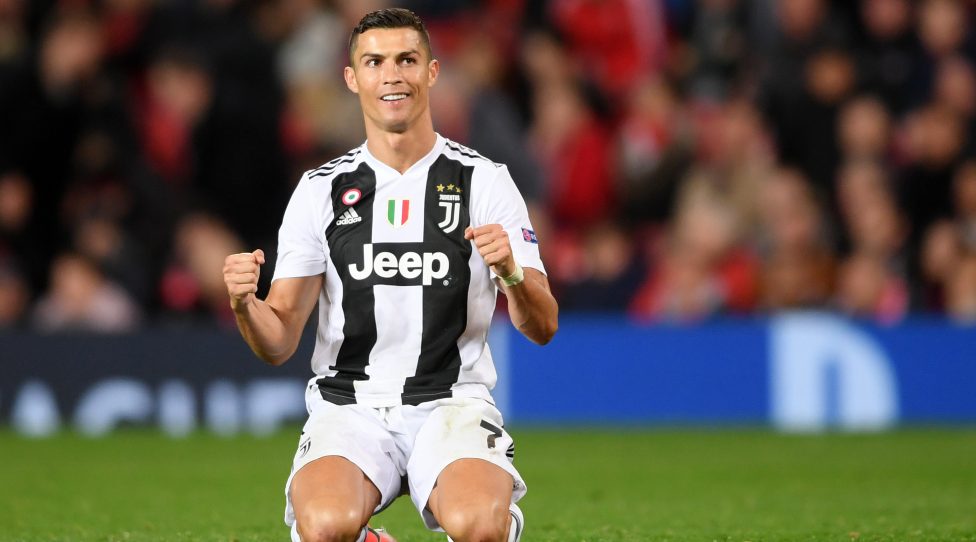 MANCHESTER, ENGLAND - OCTOBER 23:  Cristiano Ronaldo of Juventus celebrates following his sides victory in the Group H match of the UEFA Champions League between Manchester United and Juventus at Old Trafford on October 23, 2018 in Manchester, United Kingdom.  (Photo by Laurence Griffiths/Getty Images)