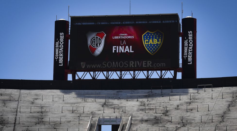 BUENOS AIRES, ARGENTINA - NOVEMBER 25: General view of Monumental Stadium prior the second leg of the final of Copa CONMEBOL Libertadores 2018 between River Plate and Boca Juniors at Estadio Monumental Antonio Vespucio Liberti on November 25, 2018 in Buenos Aires, Argentina. The match was postponed again today due to the attacks suffered by players of Boca Juniors on their arrival to the stadium yesterday. (Photo by Marcelo Endelli/Getty Images)