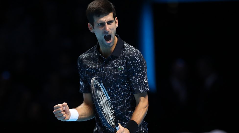 LONDON, ENGLAND - NOVEMBER 17:  Novak Djokovic of Serbia celebrates in his semi finals singles match against Kevin Anderson of South Africa during Day Seven of the Nitto ATP Finals at The O2 Arena on November 17, 2018 in London, England.  (Photo by Clive Brunskill/Getty Images)