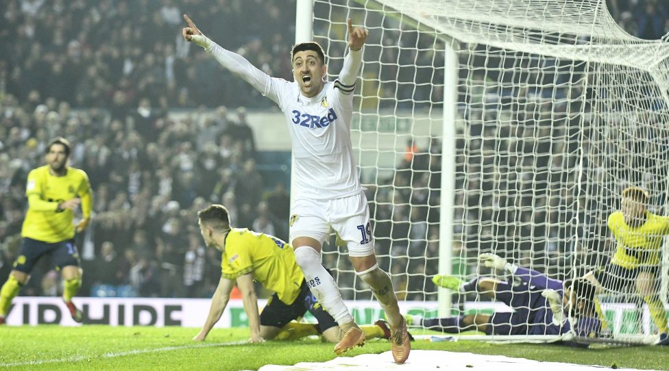 LEEDS, ENGLAND - DECEMBER 26: Pablo Hernandez of Leeds United celebrates the winning goal scored by Kemar Roofe (not pictured) during the Sky Bet Championship match between Leeds United and Blackburn Rovers at Elland Road on December 26, 2018 in Leeds, England. (Photo by George Wood/Getty Images)