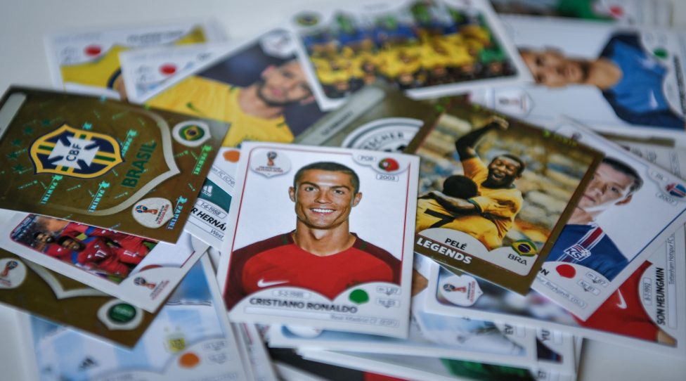 A Cristiano Ronaldo (C) collectible card by Panini is pictured among others in Gianni Bellini's collection, the owner of the largest Panini football stickers collection in the world, in San Felice sul Panaro, Modena, Italy on July 18, 2018. (Photo by Piero CRUCIATTI / AFP)        (Photo credit should read PIERO CRUCIATTI/AFP/Getty Images)