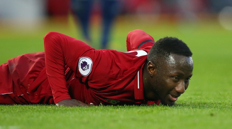 LIVERPOOL, ENGLAND - FEBRUARY 09: Naby Keita of Liverpool reacts during the Premier League match between Liverpool FC and AFC Bournemouth at Anfield on February 9, 2019 in Liverpool, United Kingdom.  (Photo by Alex Livesey/Getty Images)