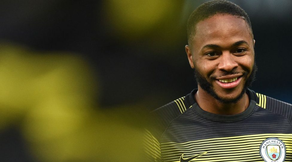 Manchester City's English midfielder Raheem Sterling warms up ahead of the English Premier League football match between Manchester City and Cardiff City at the Etihad Stadium in Manchester, north west England, on April 3, 2019. (Photo by Oli SCARFF / AFP) / RESTRICTED TO EDITORIAL USE. No use with unauthorized audio, video, data, fixture lists, club/league logos or 'live' services. Online in-match use limited to 120 images. An additional 40 images may be used in extra time. No video emulation. Social media in-match use limited to 120 images. An additional 40 images may be used in extra time. No use in betting publications, games or single club/league/player publications. /         (Photo credit should read OLI SCARFF/AFP/Getty Images)