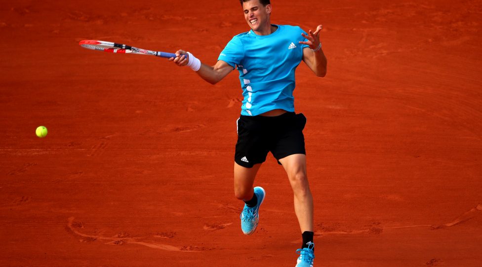PARIS, FRANCE - MAY 27:  Dominic Thiem of Austria plays a forehand during his mens singles first round match against Tommy Paul of The United States during Day two of the 2019 French Open at Roland Garros on May 27, 2019 in Paris, France. (Photo by Clive Brunskill/Getty Images)