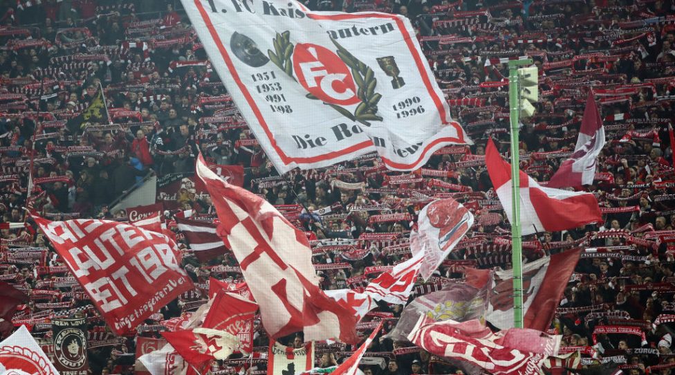 KAISERSLAUTERN, GERMANY - FEBRUARY 16:  Fans of Kaiserslautern wave their flags during the Second Bundesliga match between 1. FC Kaiserslautern and SV Sandhausen at Fritz-Walter-Stadion on February 16, 2018 in Kaiserslautern, Germany.  (Photo by Alex Grimm/Bongarts/Getty Images)
