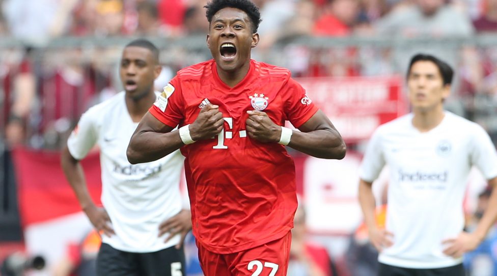 MUNICH,GERMANY,18.MAY.19 - SOCCER - 1. DFL, 1. Deutsche Bundesliga, FC Bayern Muenchen vs Eintracht Frankfurt. Image shows  the rejoicing of David Alaba (Bayern). Photo: GEPA pictures/ Mathias Mandl - DFL regulations prohibit any use of photographs as image sequences and/or quasi-video