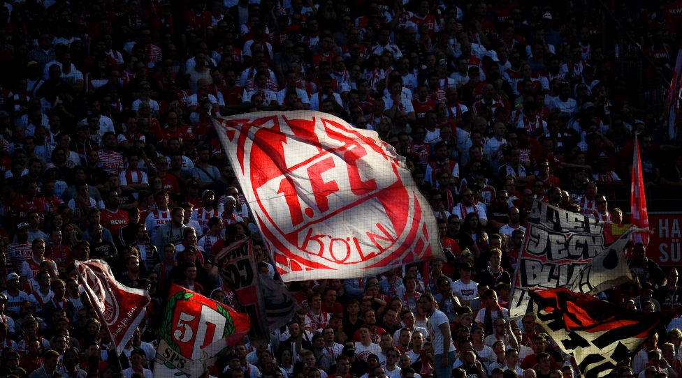 COLOGNE, GERMANY - SEPTEMBER 14:  Cologne fans show their support during the Bundesliga match between 1. FC Koeln and Borussia Moenchengladbach at RheinEnergieStadion on September 14, 2019 in Cologne, Germany. (Photo by Jörg Schüler/Bongarts/Getty Images)