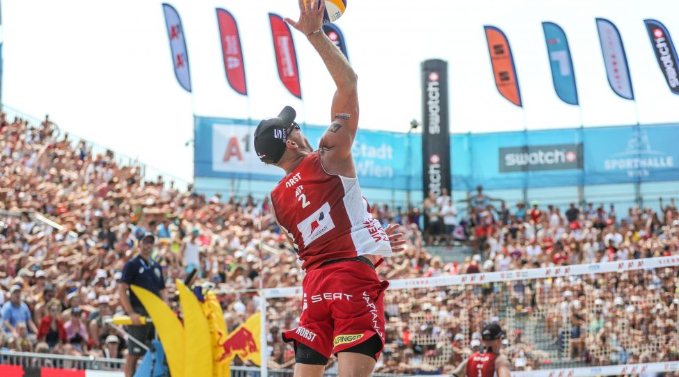 VIENNA,AUSTRIA,01.AUG.19 - BEACH VOLLEYBALL - FIVB Swatch Major Series, A1 Major Vienna. Image shows Alexander Horst (AUT). Photo: GEPA pictures/ Michael Meindl