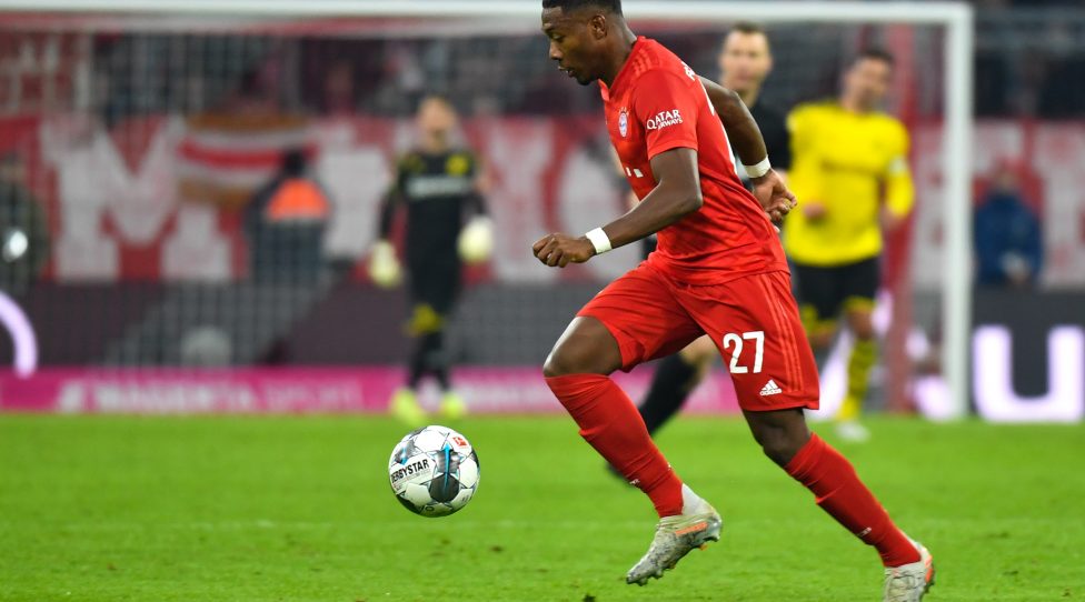 MUNICH,GERMANY,09.NOV.19 - SOCCER - 1. DFL, 1. Deutsche Bundesliga, FC Bayern Muenchen vs Borussia Dortmund. Image shows David Alaba (Bayern). Photo: GEPA pictures/ Ulrich Gamel - DFL regulations prohibit any use of photographs as image sequences and/or quasi-video