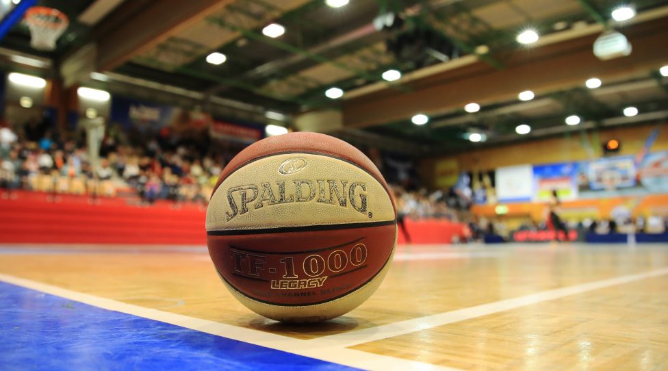 KAPFENBERG,AUSTRIA,15.MAY.19 - BASKETBALL - ABL, Admiral Basketball League, semifinal, bulls Kapfenberg vs Dukes Klosterneuburg. Image shows a feature with a ball. Photo: GEPA pictures/ Mario Buehner