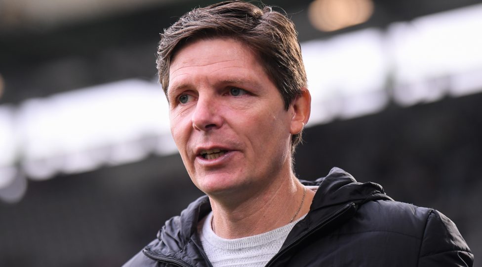 WOLFSBURG, GERMANY - FEBRUARY 08: Head coach Oliver Glasner of VfL Wolfsburg looks on prior to the Bundesliga match between VfL Wolfsburg and Fortuna Duesseldorf at Volkswagen Arena on February 08, 2020 in Wolfsburg, Germany. (Photo by Oliver Hardt/Bongarts/Getty Images)