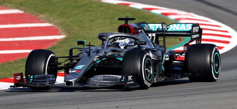 BARCELONA, SPAIN - FEBRUARY 21: Valtteri Bottas driving the (77) Mercedes AMG Petronas F1 Team Mercedes W11 on track during day three of F1 Winter Testing at Circuit de Barcelona-Catalunya on February 21, 2020 in Barcelona, Spain. (Photo by Mark Thompson/Getty Images)
