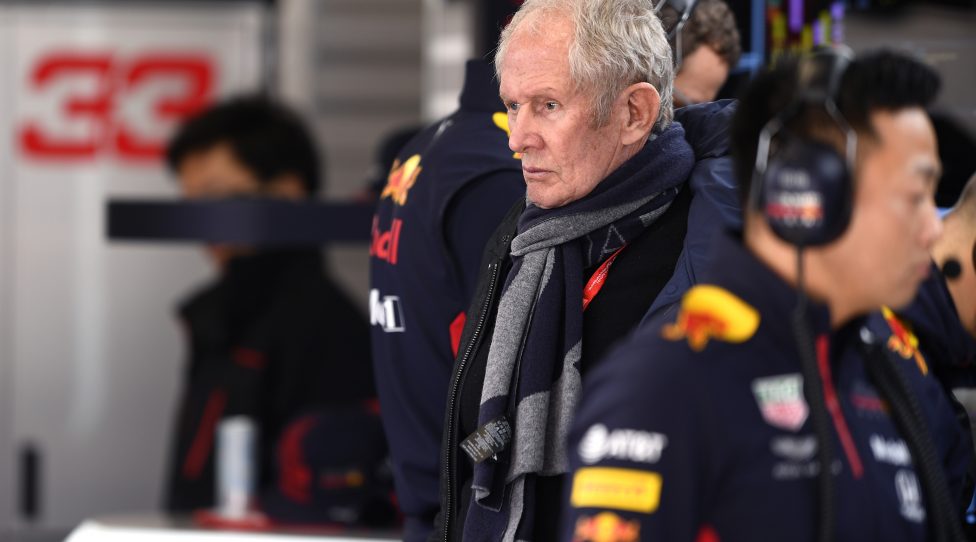 BARCELONA, SPAIN - FEBRUARY 27: Red Bull Racing Team Consultant Dr Helmut Marko looks on in the garage during Day Two of F1 Winter Testing at Circuit de Barcelona-Catalunya on February 27, 2020 in Barcelona, Spain. (Photo by Rudy Carezzevoli/Getty Images)