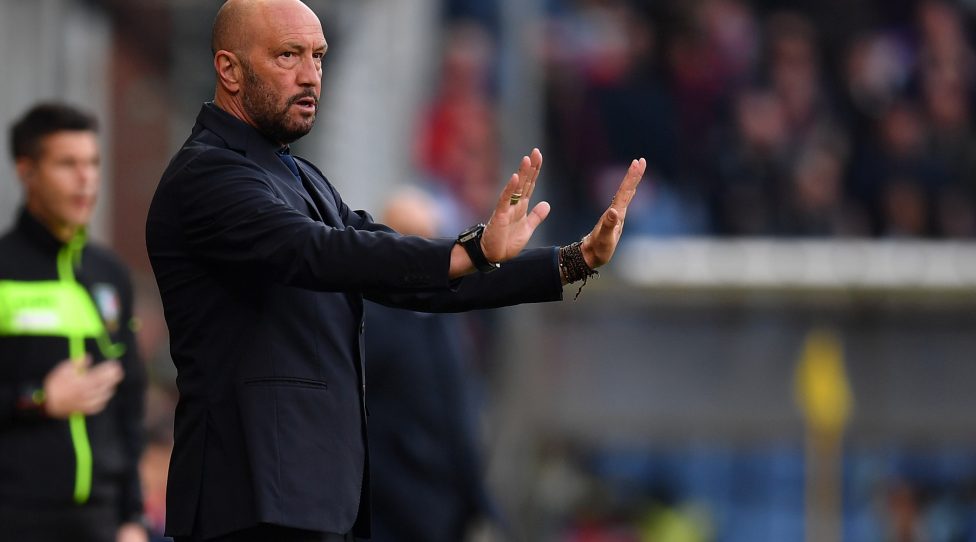 GENOA, ITALY - APRIL 14:  FC Crotone head coach Walter Zenga issues instructions during the serie A match between Genoa CFC and FC Crotone at Stadio Luigi Ferraris on April 14, 2018 in Genoa, Italy.  (Photo by Valerio Pennicino/Getty Images)