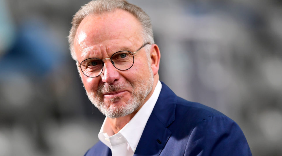 BERLIN, GERMANY - JULY 04: Bayern Munich CEO Karl-Heinz Rummenigge looks on prior to the DFB Cup final match between Bayer 04 Leverkusen and FC Bayern Muenchen at Olympiastadion on July 4, 2020 in Berlin, Germany. (Photo by Robert Michael/Pool via Getty Images)