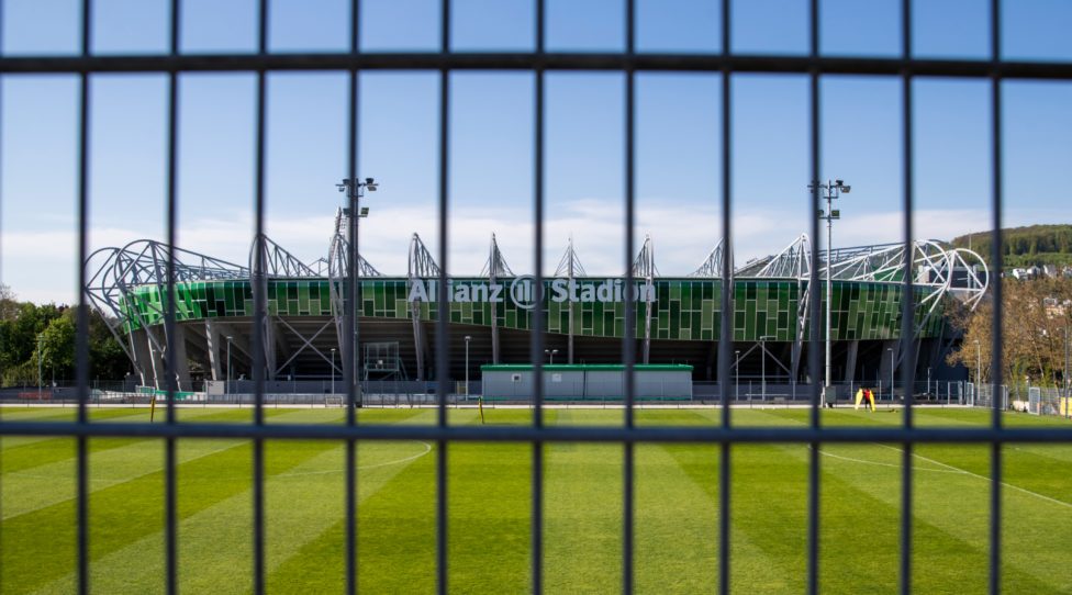 VIENNA,AUSTRIA,21.APR.20 - SOCCER - tipico Bundesliga, SK Rapid Wien, training after lightening the restrictions due to the SARS-CoV-2 crisis, corona crisis. Image shows the Allianz stadium. Keywords: Wien Energie. Photo: GEPA pictures/ Philipp Brem