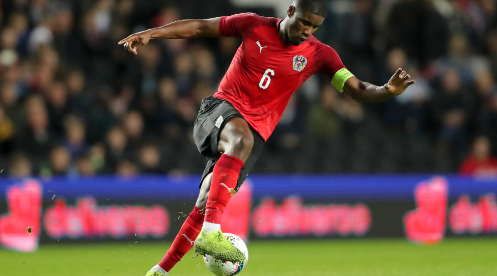 MILTON KEYNES, ENGLAND - OCTOBER 15: Kevin Danso of Austria controls the ball during the UEFA Under 21 Championship Qualifier between England and Austria at Stadium mk on October 15, 2019 in Milton Keynes, England. (Photo by James Chance/Getty Images)