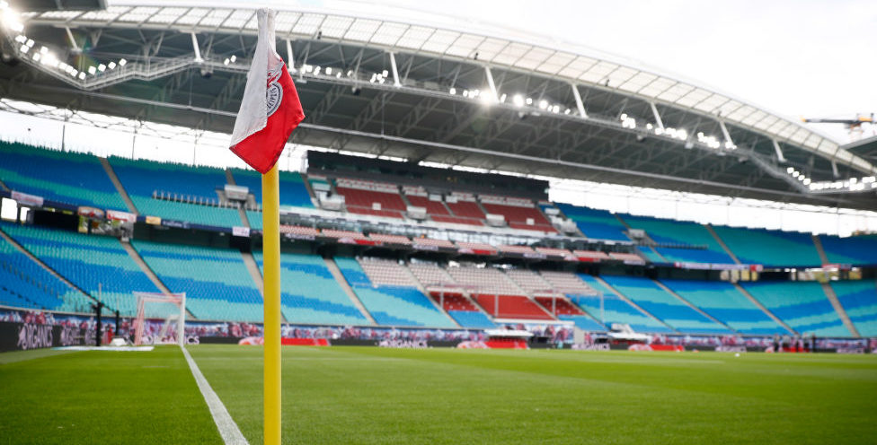 LEIPZIG, GERMANY - JUNE 06:  A general view inside the stadium prior to the Bundesliga match between RB Leipzig and SC Paderborn 07 at Red Bull Arena on June 6, 2020 in Leipzig, Germany. (Photo by Hannibal Hanschke/Pool via Getty Images)