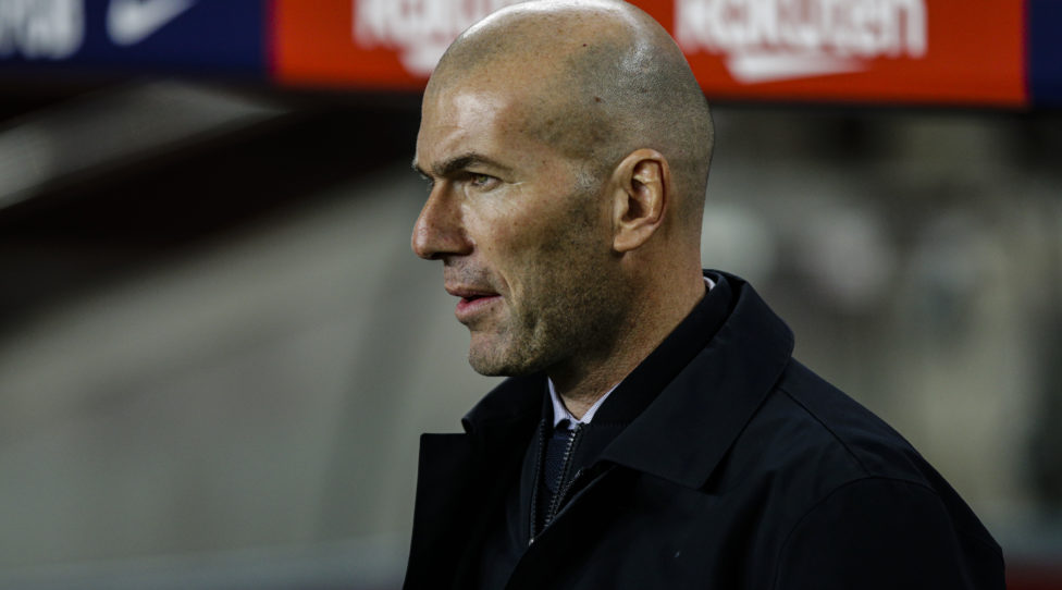Zinedin Zidane from France coach of Real Madrid during La Liga match between FC Barcelona and Real Madrid at Camp Nou on December 18, 2019 in Barcelona, Spain.  (Photo by Xavier Bonilla/NurPhoto via Getty Images)