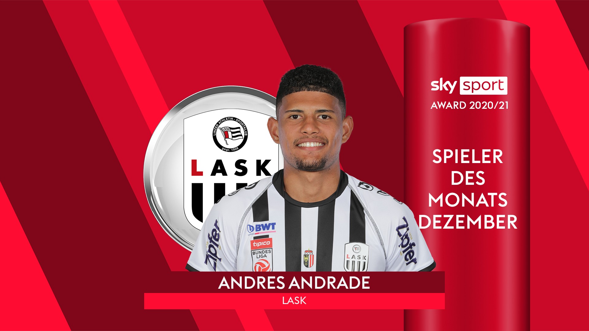 Sky Sport Award Andres Andrade ist Spieler des Monats Dezember 2020