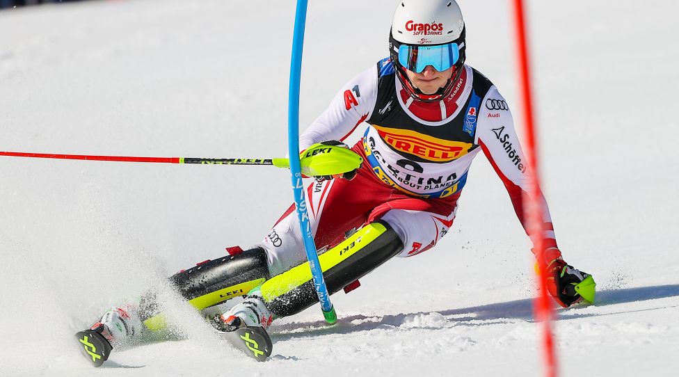 CORTINA D AMPEZZO,ITALY,21.FEB.21 - ALPINE SKIING - FIS Alpine World Ski Championships, slalom, men. Image shows Adrian Pertl (AUT). Photo: GEPA pictures/ Thomas Bachun