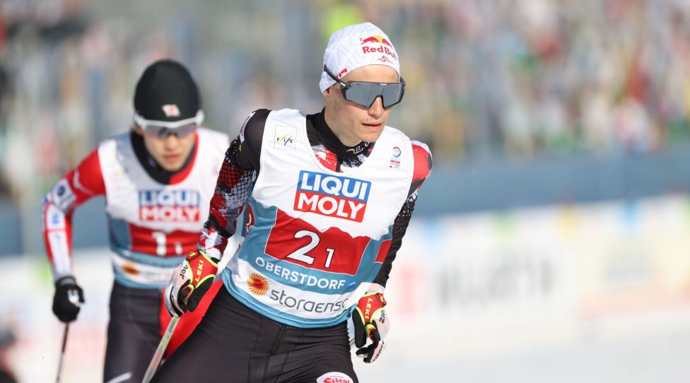OBERSTDORF,GERMANY,06.MAR.21 - NORDIC SKIING, NORDIC COMBINED, SKI JUMPING - FIS Nordic World Ski Championships, team sprint, 2x7,5km, men. Image shows Johannes Lamparter (AUT). Photo: GEPA pictures/ Christian Walgram