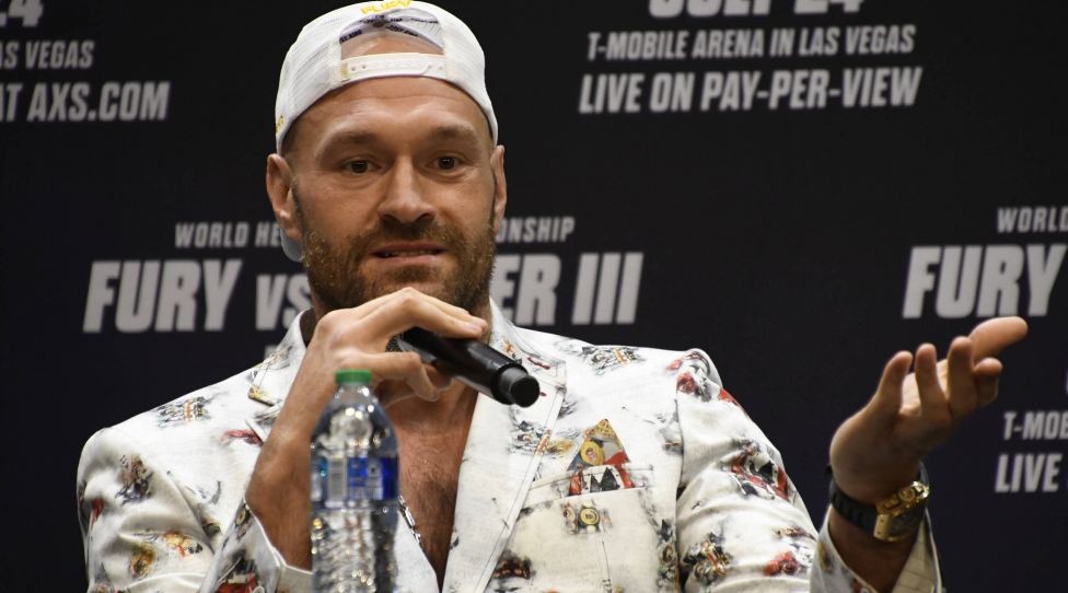 Tyson The Gypsy King Fury talks at the start of a Los Angeles press conference, PK, Pressekonferenz on his up coming 3rd fight with Deontay Wilder, Tuesday, Los Angeles CA.USA. June 15,2021.The two will fight on Saturday, July 24, headlining a pay-per-view event live from T-Mobile Arena in Las Vegas NV Los Angeles USA - ZUMAbl1_ 0121618951st Copyright: xGenexBlevinsx