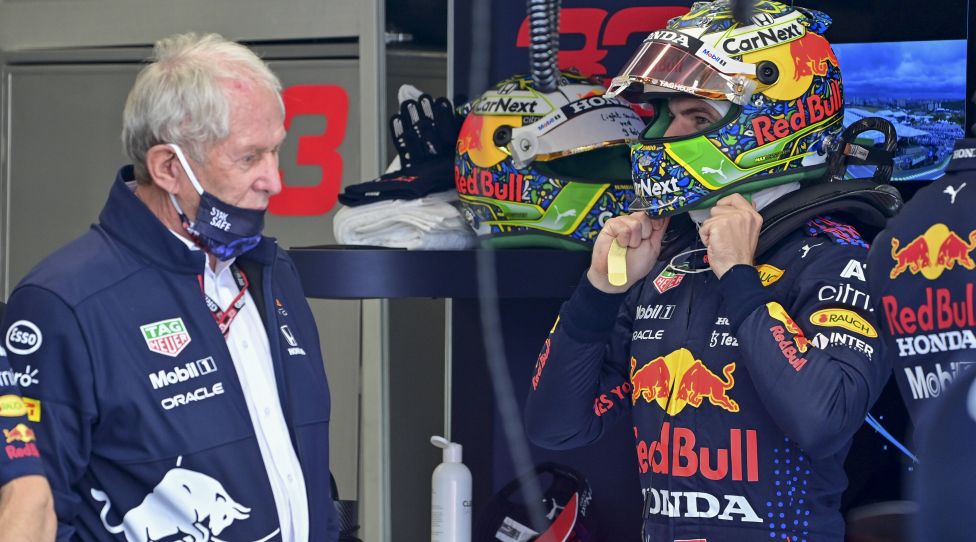 Dr. Helmut Marko AUT, Red Bull Racing, 33 Max Verstappen NED, Red Bull Racing, F1 Grand Prix of Brazil at Autodromo Jose Carlos Pace on November 12, 2021 in Sao Paulo, Brazil. Photo by HOCH ZWEI Sao Paulo Brazil *** Dr Helmut Marko AUT, Red Bull Racing , 33 Max Verstappen NED, Red Bull Racing , F1 Grand Prix of Brazil at Autodromo Jose Carlos Pace on November 12, 2021 in Sao Paulo, Brazil Photo by HOCH ZWEI Sao Paulo Brazil