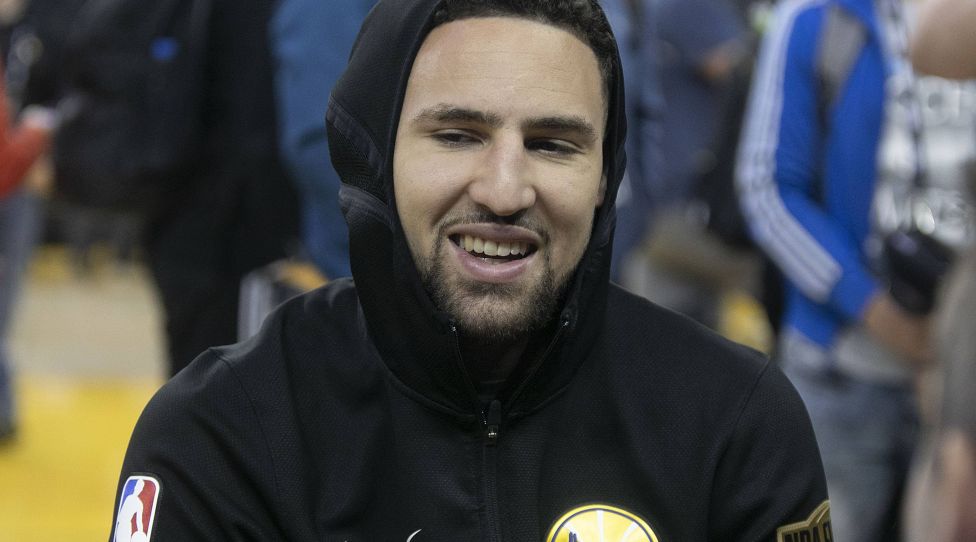 June 6, 2019 - Oakland, California, United States of America - Klay Thompson of the Golden State Warriors during media availability as part of the 2019 NBA, Basketball Herren, USA Finals on June 6, 2019 at ORACLE Arena in Oakland, California. . JAVIER ROJAS/PI Media Availability - 2019 NBA Finals  - ZUMAp124 20190606_zaa_p124_024 Copyright: xJavierxRojas/Pix