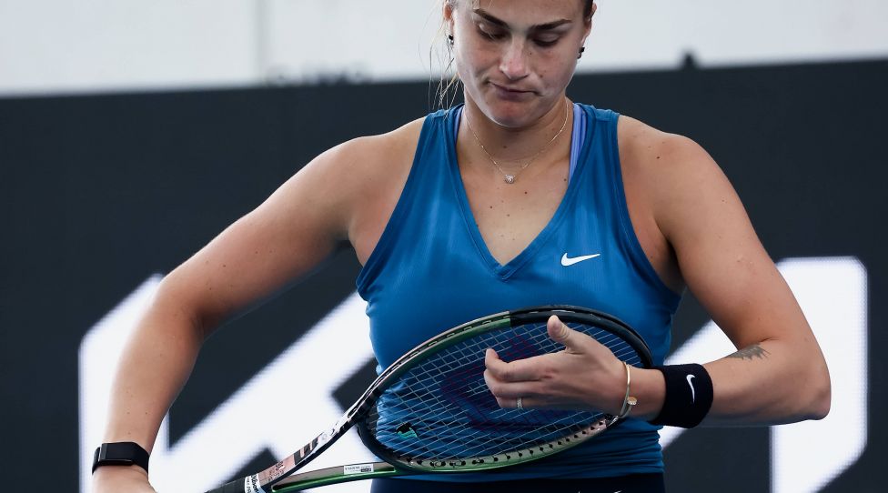 ADELAIDE, AUSTRALIA - JANUARY 05: Aryna Sabalenka of Belarus reacts on a point during the WTA, Tennis Damen singles match between Kaja Juvan of Slovenia and Aryna Sabalenka of Belarus on day three of the Adelaide International tennis tournament at Memorial Drive on January 05, 2022 in Adelaide, Australia. Photo by Peter Mundy/Speed Media/Icon Sportswire TENNIS: JAN 05 Adelaide International Icon220105066