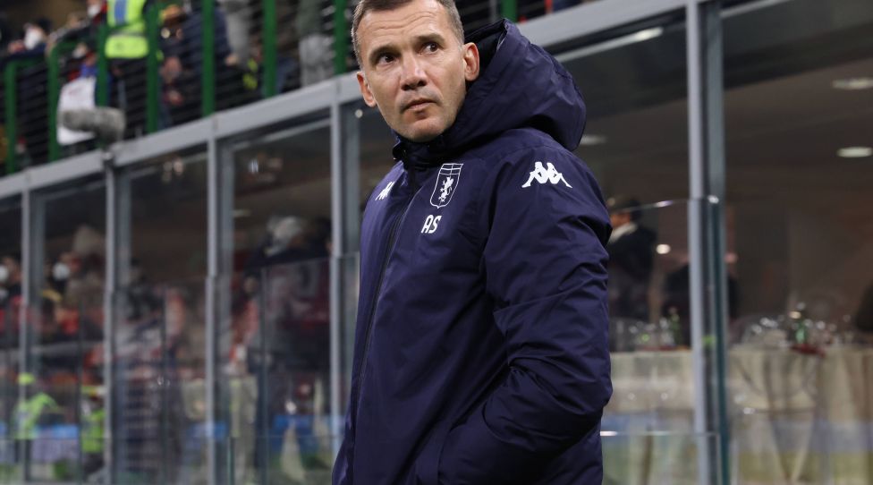 Milan, Italy, 13th January 2022. Andriy Shevchenko Head coach of Genoa CFC looks on prior to the Coppa Italia match at Giuseppe Meazza, Milan. Picture credit should read: Jonathan Moscrop / Sportimage PUBLICATIONxNOTxINxUK SPI-1440-0087