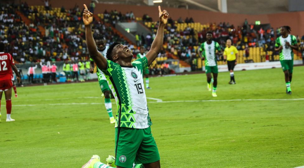 GAROUA, CAMEROON - JANUARY 15: Taiwo Awoniyi of Nigeria celebrate goal during the 2021 Africa Cup of Nations match between Nigeria and Sudan at Stade Roumde Adjia on January 15, 2022 in Garoua, Cameroon. PHOTO CREDIT MUST READ: Photo by Imago/Shengolpixs/Tobi Adepoju Copyright: xx