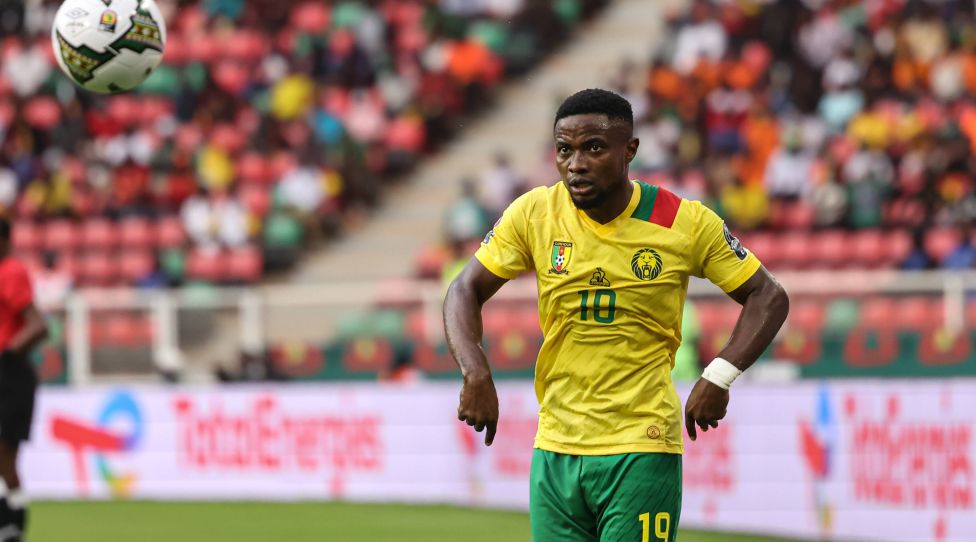 YAOUNDE, CAMEROON - JANUARY 17: Collins Fai of Cameroon, Standard Liege during the 2021 Africa Cup of Nations group A match between Cape Verde and Cameroon at Stade d Olembe on January 17, 2022 in Yaounde, Ca Cape Verde v Cameroon - Africa Cup of Nations group A Copyright: xCx