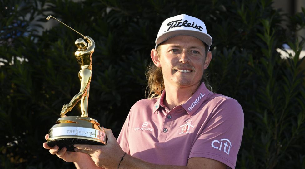 Cameron Smith of Australia holds the Gold Man 2022 Players Championship trophy after the final round and winning the 2022 Players PGA Championship on the Stadium Course at TPC Sawgrass in Ponte Vedra Beach, Florida on Monday, March 14, 2022. Smith won the championship with a score of 6 under par. PUBLICATIONxINxGERxSUIxAUTxHUNxONLY FLP20220314501 JOExMARINO
