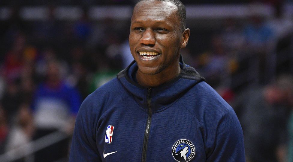 LOS ANGELES, CA - FEBRUARY 01: Minnesota Timberwolves Center Gorgui Dieng 5 looks on before a NBA, Basketball Herren, USA game between the Minnesota Timberwolves and the Los Angeles Clippers on February 1, 2020 at STAPLES Center in Los Angeles, CA. Photo by Brian Rothmuller/Icon Sportswire NBA: FEB 01 Timberwolves at Clippers Icon200201011