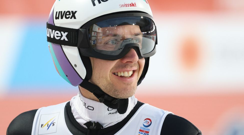 OBERSTDORF,GERMANY,04.MAR.21 - NORDIC SKIING,SKI JUMPING - FIS Nordic World Ski Championships, large hill, men, qualification. Image shows Simon Ammann (SUI). Photo: GEPA pictures/ Christian Walgram