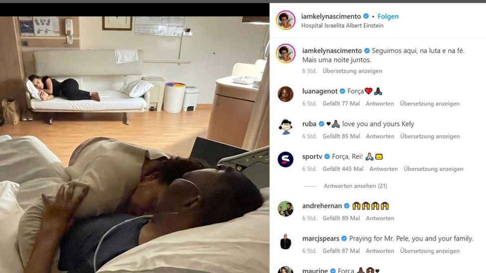 Dieses Foto des dreimaligen Weltmeisters hat die Tochter von Brasiliens Fußball-Idol Pelé auf Instagram veröffentlicht (