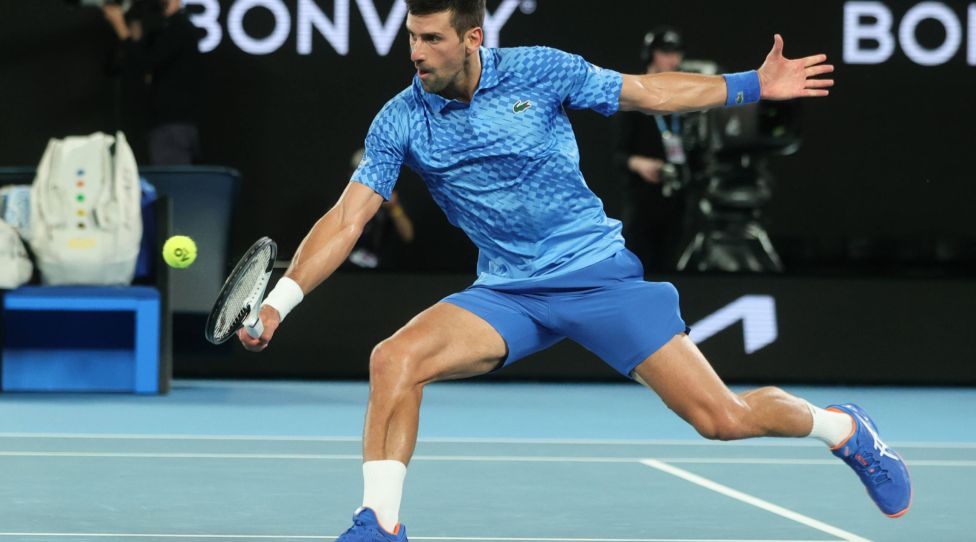 Novak Djokovic of Serbia in action against Stefanos Tsitsipas of Greece during the Mens Final match, Day 14 at the Australian Open Tennis 2023 at Rod Laver Arena, Melbourne, Australia on 29 January 2023. PUBLICATIONxNOTxINxUK Copyright: xPeterxDovganx 34782884