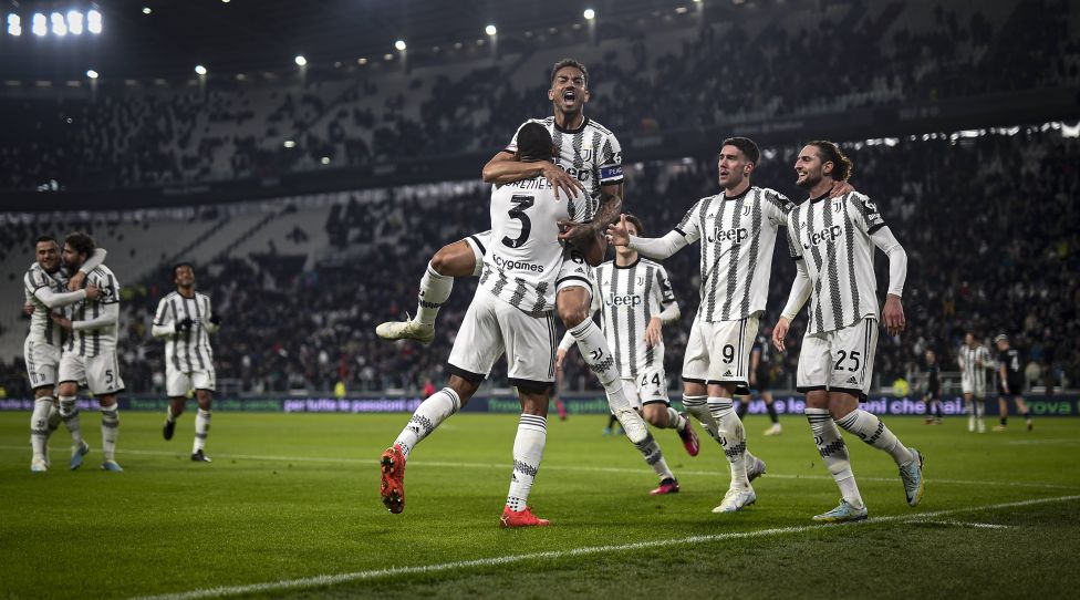 Juventus FC v SS Lazio - Coppa Italia Gleison Bremer of Juventus FC celebrates with his teamamtes after scoring a goal during the Coppa Italia football match between Juventus FC and SS Lazio. Turin Italy Copyright: xNicolòxCampox