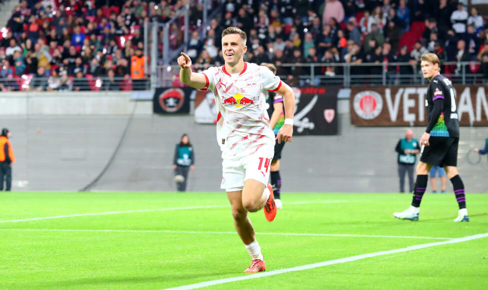 Christoph Baumgartner hat am Dienstag einen großen Anteil am Aufstieg von RB Leipzig ins Achtelfinale des DFB-Pokals geh