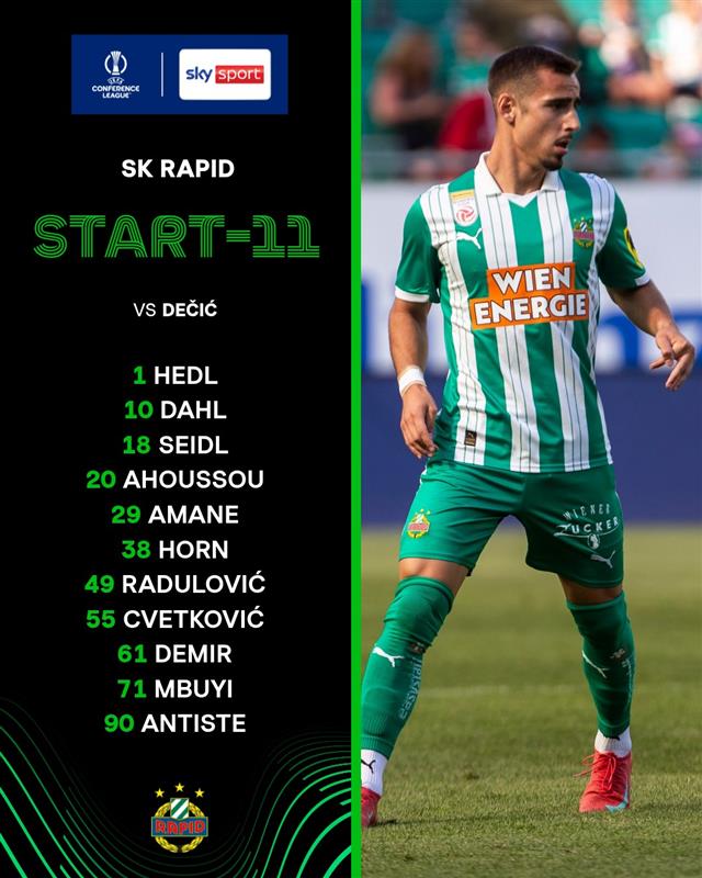 Das ist die Startelf des SK Rapid